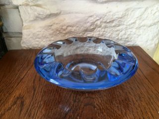 Vintage Murano Retro Mid Century Art Glass Dish,  Ash Tray In Blue