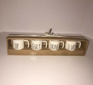 Rae Dunn Espresso Cups Mini Small Mugs Set Of 4 Sip Gulp Drink Slurp