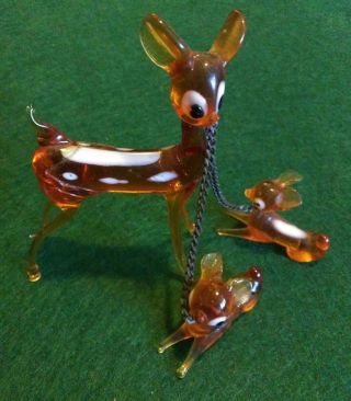 Vintage Murano Style Hand Crafted Glass Deer X3.