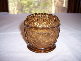 Vintage Imperial Laced Edged Amber Sugar Cane Cupped Ivy Rose Bowl