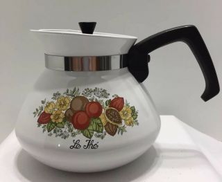Vintage Corning Ware " Le The " Spice Of Life Tea Pot P - 104 - 8 6 Cup With Lid