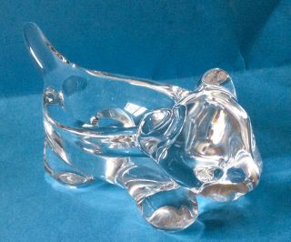 Vintage Art Glass Lion Cub Crystal Pipe Holder/ Dish By Art Vannes,  France,  Daum