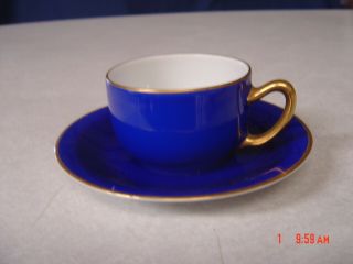 Vintage Rosenthal Bavaria Demitasse Cup & Saucer Cobalt Blue/gold Trim