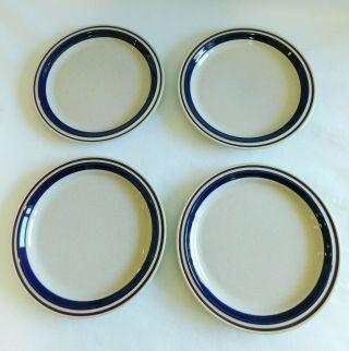(4) Yamaka Contemporary Chateau Dinner Plates Cobalt Blue & Brown Stripe 10 1/2 "