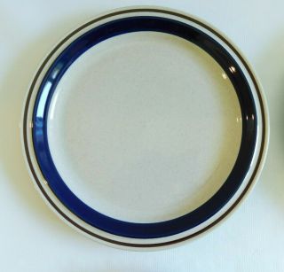 (4) Yamaka Contemporary Chateau Dinner Plates Cobalt Blue & Brown Stripe 10 1/2 
