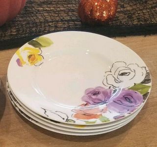 Lenox Kate Spade Accent Plates Set Of 4 Charcoal Floral