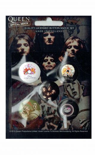Queen Button Badge Set Of 5 Early Albums 1970 