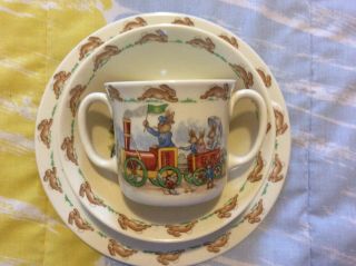 Royal Doulton Tableware Ltd 1936 Bunnykins English China 3 Piece Child Dish Set
