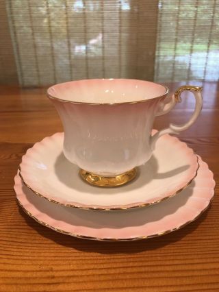 Royal Albert Rainbow Series Trio Vintage Pink Teacup,  Saucer & Side Plate