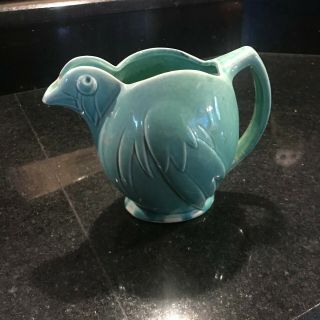Vintage Mccoy (?) Art Pottery Green Glazed Ceramic Bird Pitcher