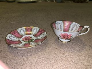 Paragon Fine Bone China; Tea Cup And Saucer; Pink Rose/gold