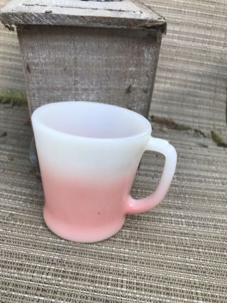 Sweet Vintage Fire King Coffee Cup Mug In Rare Pink & White