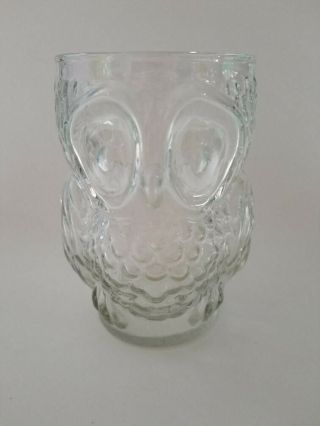 Vintage 3d Owl Shaped Clear Drinking Glass/vase -