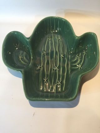 Vintage Treasure Craft Usa Green Cactus Chip Bowl