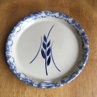 Rrp Roseville Pottery Blue Spongeware Spatter Ohio Wheat Small Plate