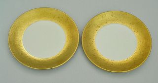 (2) Sascha Brastoff - Sovereign / Winrock - 6 3/4 " Bread Plates - Gold Encrusted