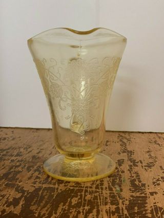 Vintage Hazel Atlas Yellow Florentine No.  2 Depression Glass 28 Ounce Pitcher 3