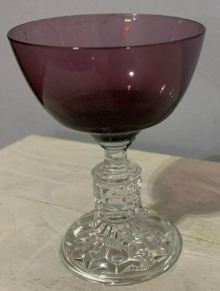 Vintage Fostoria " American Lady " Amethyst Goblet Glass - 2 1/2 " Tall