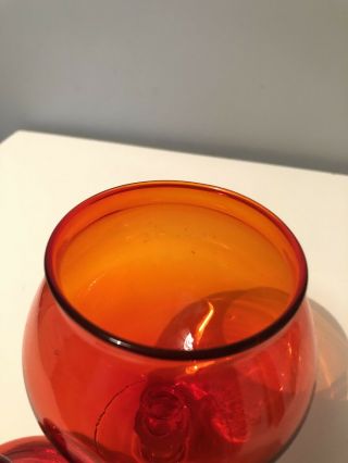 Vintage Red Empoli Italian Art Glass Bon Bon Jar - Apothecary Jar 5