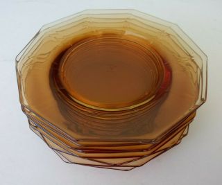 Cambridge - Decagon - 8 Elegant Amber Depression Glass Bread & Butter Plates
