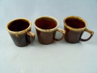 3 Vintage Mccoy Usa Brown Drip Glaze Coffee Mugs Cups D Handle