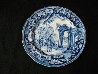 Clews Dark Blue Italian Scenery Plate,  6”