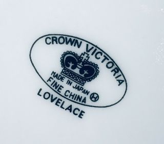 3 Piece Set Crown Victoria Lovelace Fine China Japan White with Platinum Trim 7