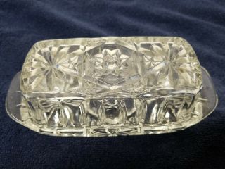 Vintage Cut Crystal Clear Glass Butter Dish With Lid