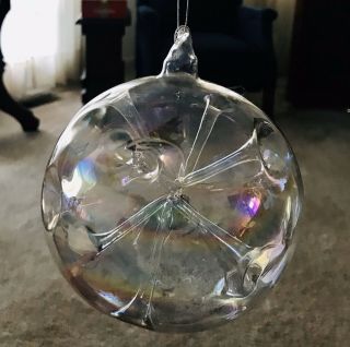 2 Hand Blown Glass Large IRIDESCENT Glass CHRISTMAS WITCHES BALL Ornaments 5