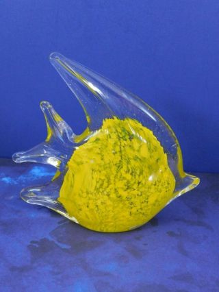 Art Glass Angel Fish Paperweight Figurine Yellow