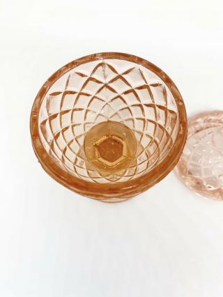Vintage Depression Glass Tiny Decorative Candy Dish with Lid Pink 4