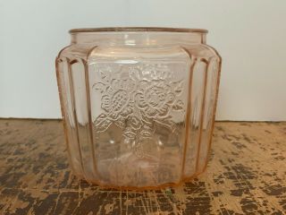 Vintage Anchor Hocking Mayfair Open Rose Pink Depression Glass Cookie Jar Bottom