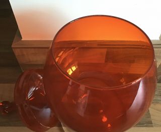 Vintage Red Empoli Italian Art Glass Apothecary / Bonbon jar 3