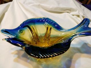 Vintage Murano Italian Art Hand Blown Glass Fish Dish