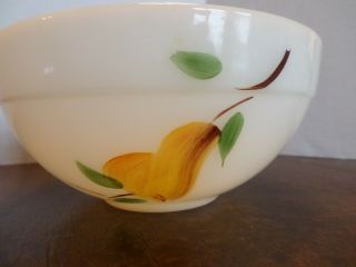 Vintage Fire King Milk Glass Mixing Serving Bowl Painted Fruit Pear Grapes Peach 3