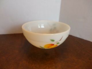 Vintage Fire King Milk Glass Mixing Serving Bowl Painted Fruit Pear Grapes Peach 4