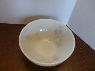Vintage Fire King Milk Glass Mixing Serving Bowl Painted Fruit Pear Grapes Peach 5
