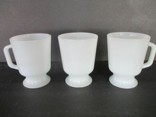 Vintage Fire King White Milk Glass 3 Footed Mugs Cups 8 Ounce