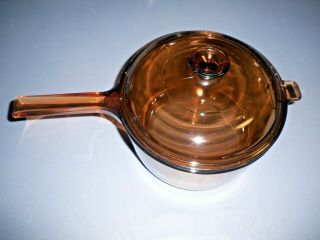 Vision Corning 2.  5l Pyrex Amber Glass Sauce Pan With Lid