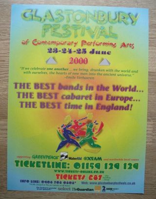 Glastonbury Festival - 2000 - Music Press Advert 30 X 22 Cm Wall Art