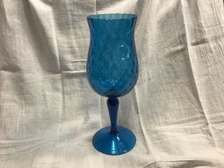 Vintage Empoli Style Glass Stem Blue Optic Goblet Vase Euc