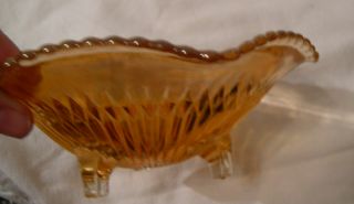 Vintage Peach Iridescent Carnival Glass Footed Bowl Candy Dish Small Fancy