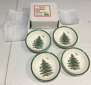 Spode Christmas Tree England Set Of 4 Desert/cereal Bowls S3324 Nib 6.  25 "