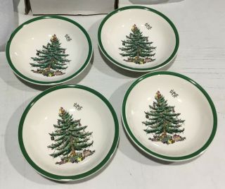Spode Christmas Tree England Set of 4 Desert/Cereal Bowls S3324 NIB 6.  25 
