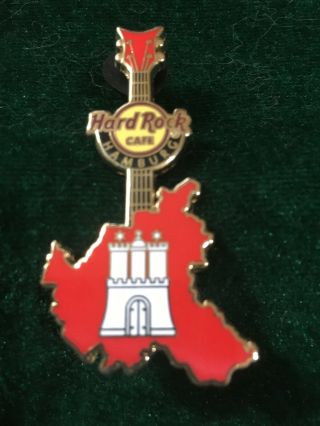 Hard Rock Cafe Pin Hamburg 2017 Red Hamburg Map Shaped Guitar City Flag