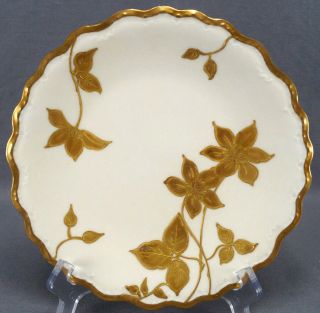 Flambeau Limoges Hand Painted Gold Gilt Azalea Flowers Ivory Plate 1890 - 1910