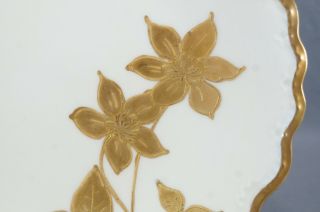 Flambeau Limoges Hand painted Gold Gilt Azalea Flowers Ivory Plate 1890 - 1910 2