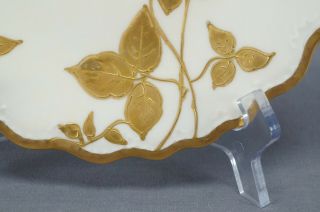 Flambeau Limoges Hand painted Gold Gilt Azalea Flowers Ivory Plate 1890 - 1910 3