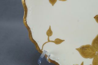 Flambeau Limoges Hand painted Gold Gilt Azalea Flowers Ivory Plate 1890 - 1910 4