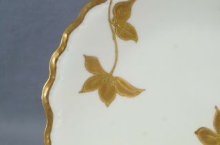 Flambeau Limoges Hand painted Gold Gilt Azalea Flowers Ivory Plate 1890 - 1910 5